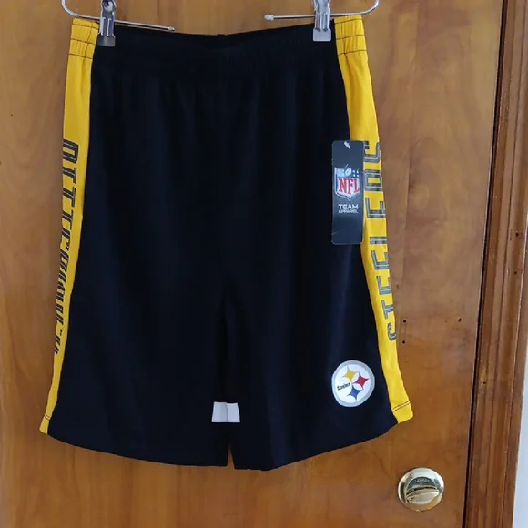 NFL Black and Yellow Athletic Shorts with Sporty Stripes - Picture 2 of 7